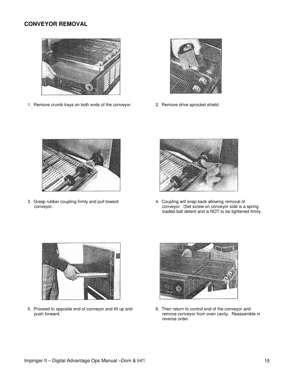 Conveyor removal | Lincoln Series 1100 User Manual | Page 15 / 24