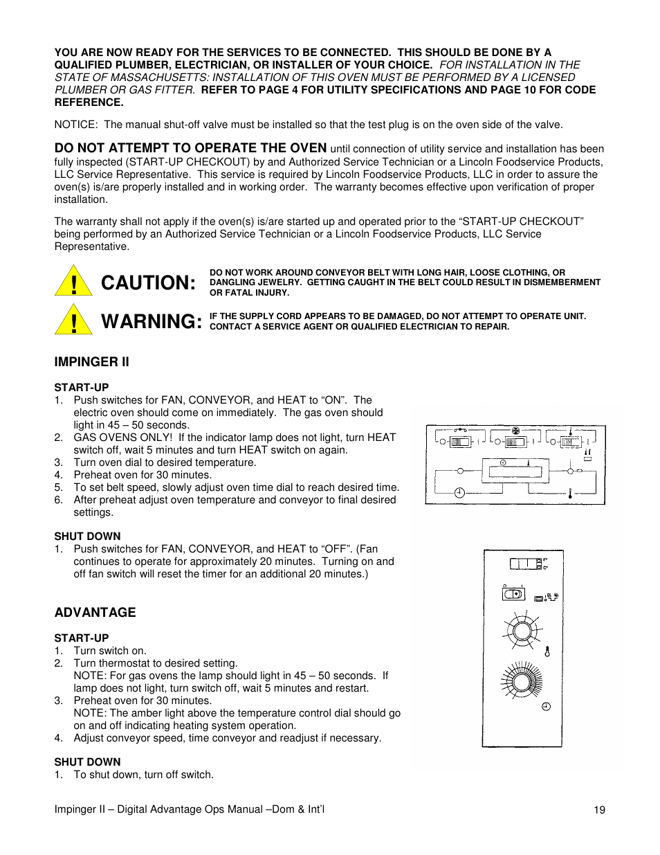 Caution, Warning | Lincoln Series 1100 User Manual | Page 19 / 24