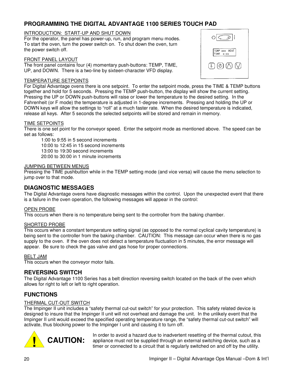 Caution | Lincoln Series 1100 User Manual | Page 20 / 24