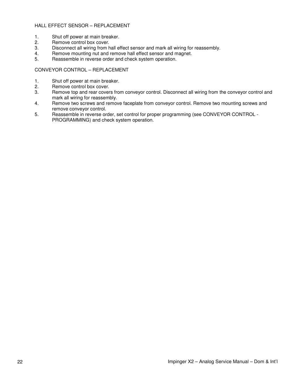Lincoln Impinger X2 Ovens with Push Button Controls 3240-2 User Manual | Page 22 / 40