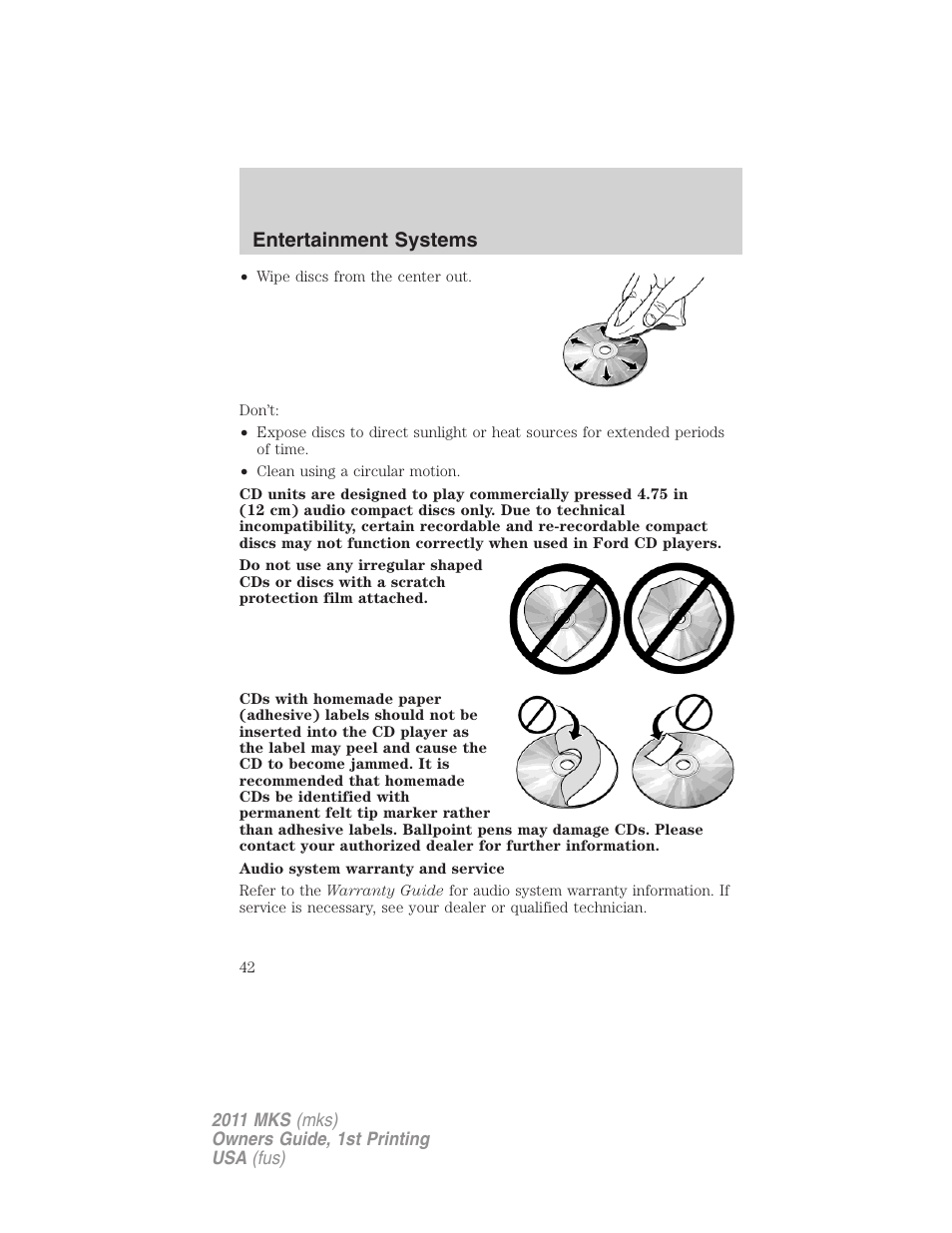 Entertainment systems | Lincoln 2011 MKS User Manual | Page 42 / 377