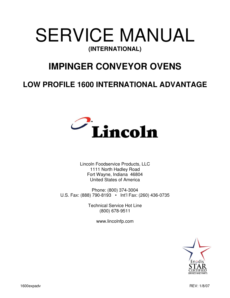 Lincoln Impinger Conveyor Ovens 1634-000-EA User Manual | 32 pages
