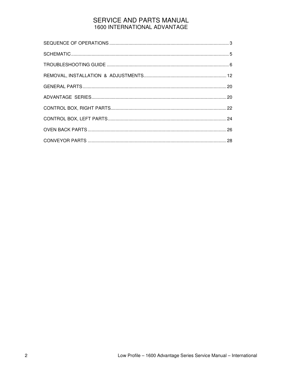 Service and parts manual | Lincoln Impinger Conveyor Ovens 1634-000-EA User Manual | Page 2 / 32