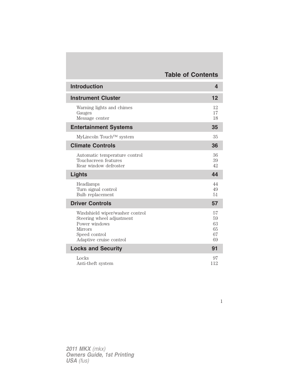 Lincoln 2011 MKX User Manual | 367 pages