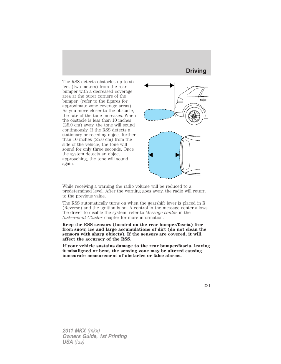 Driving | Lincoln 2011 MKX User Manual | Page 231 / 367