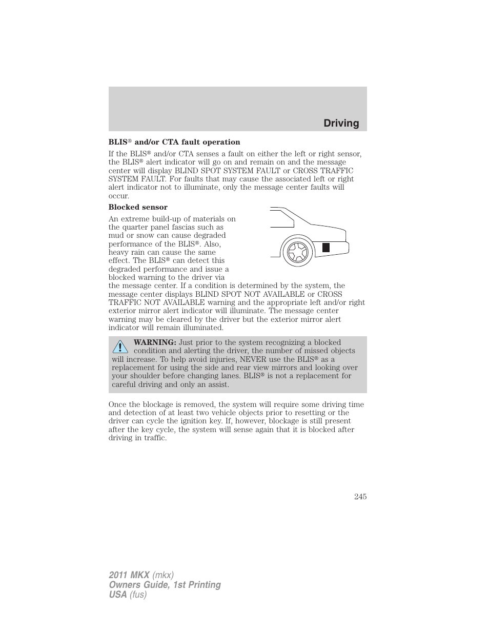 Driving | Lincoln 2011 MKX User Manual | Page 245 / 367