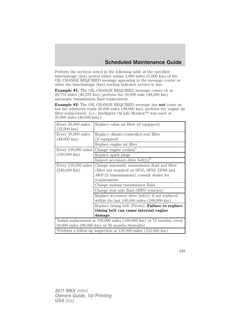 Scheduled maintenance guide | Lincoln 2011 MKX User Manual | Page 349 / 367