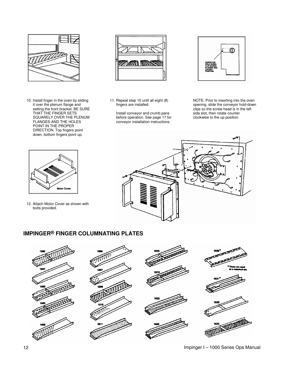 Impinger, Finger columnating plates | Lincoln IMPINGER 1200 User Manual | Page 12 / 20