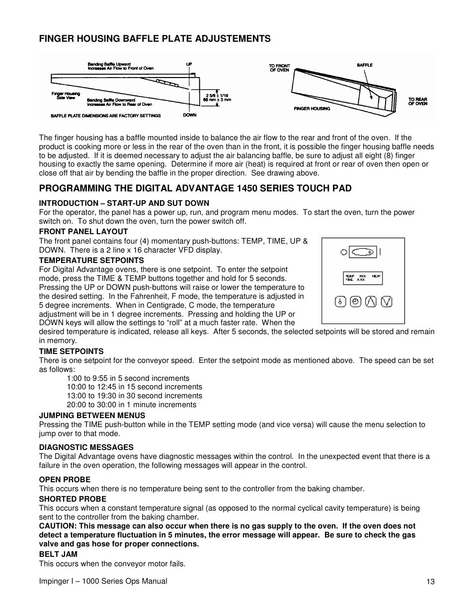 Finger housing baffle plate adjustements | Lincoln IMPINGER 1200 User Manual | Page 13 / 20