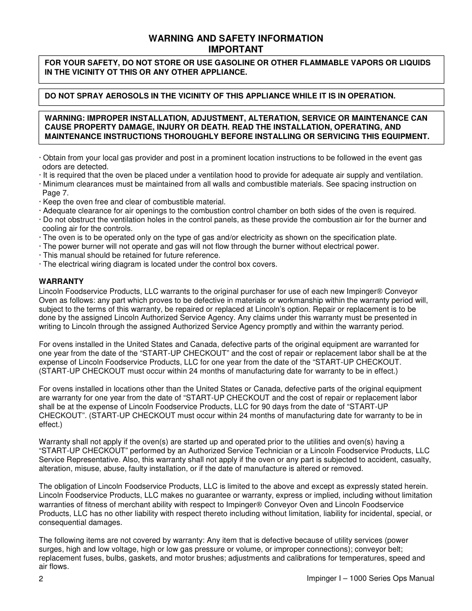 Lincoln IMPINGER 1200 User Manual | Page 2 / 20
