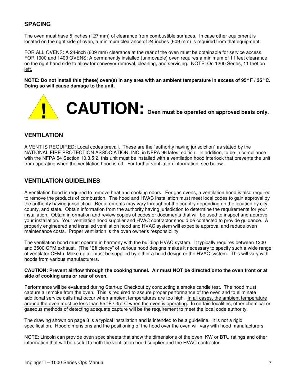 Caution | Lincoln IMPINGER 1200 User Manual | Page 7 / 20