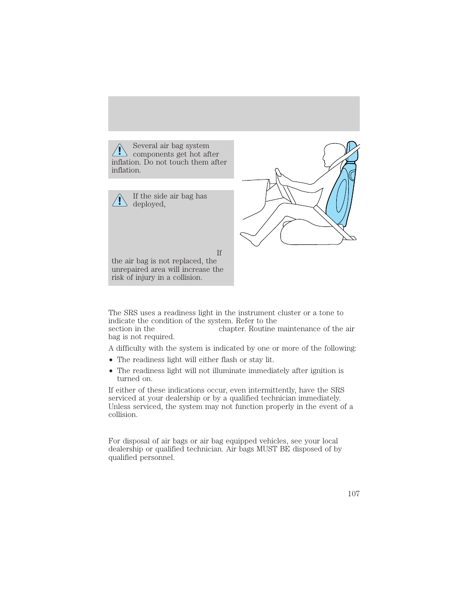 Seating and safety restraints | Lincoln 1999 Continental User Manual | Page 107 / 208