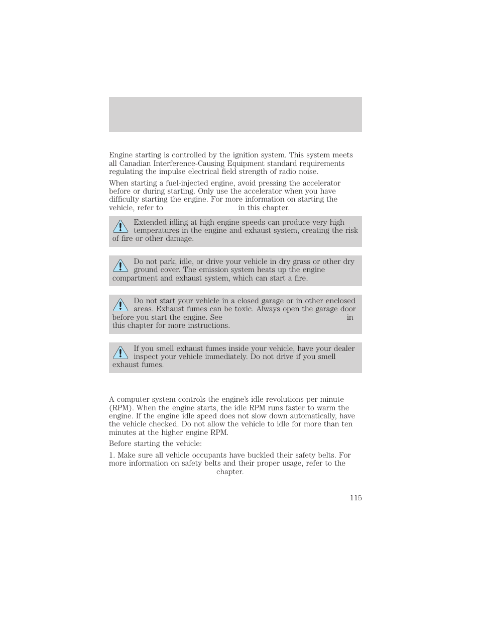 Starting | Lincoln 1999 Continental User Manual | Page 115 / 208