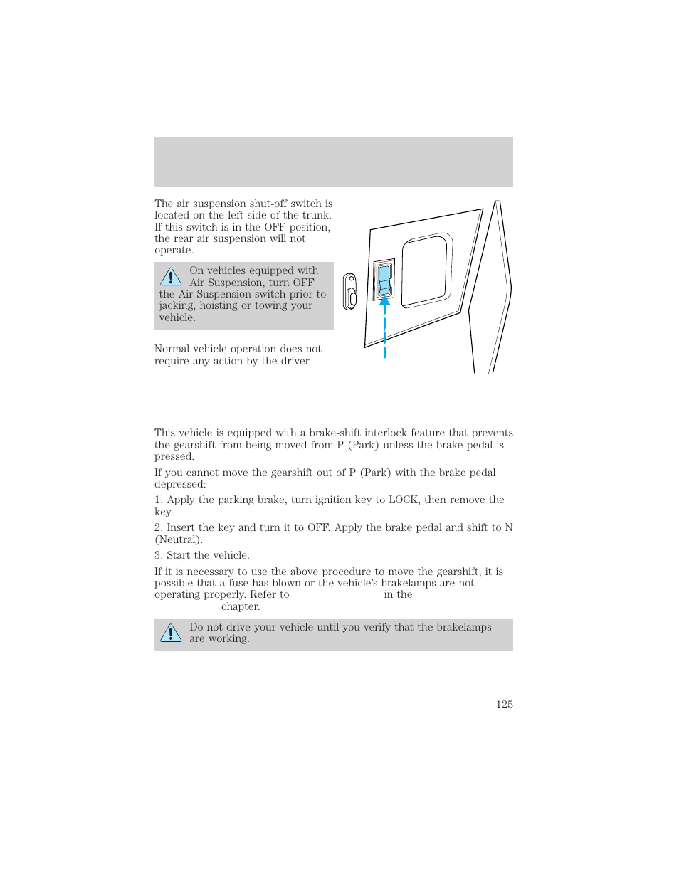 Driving | Lincoln 1999 Continental User Manual | Page 125 / 208