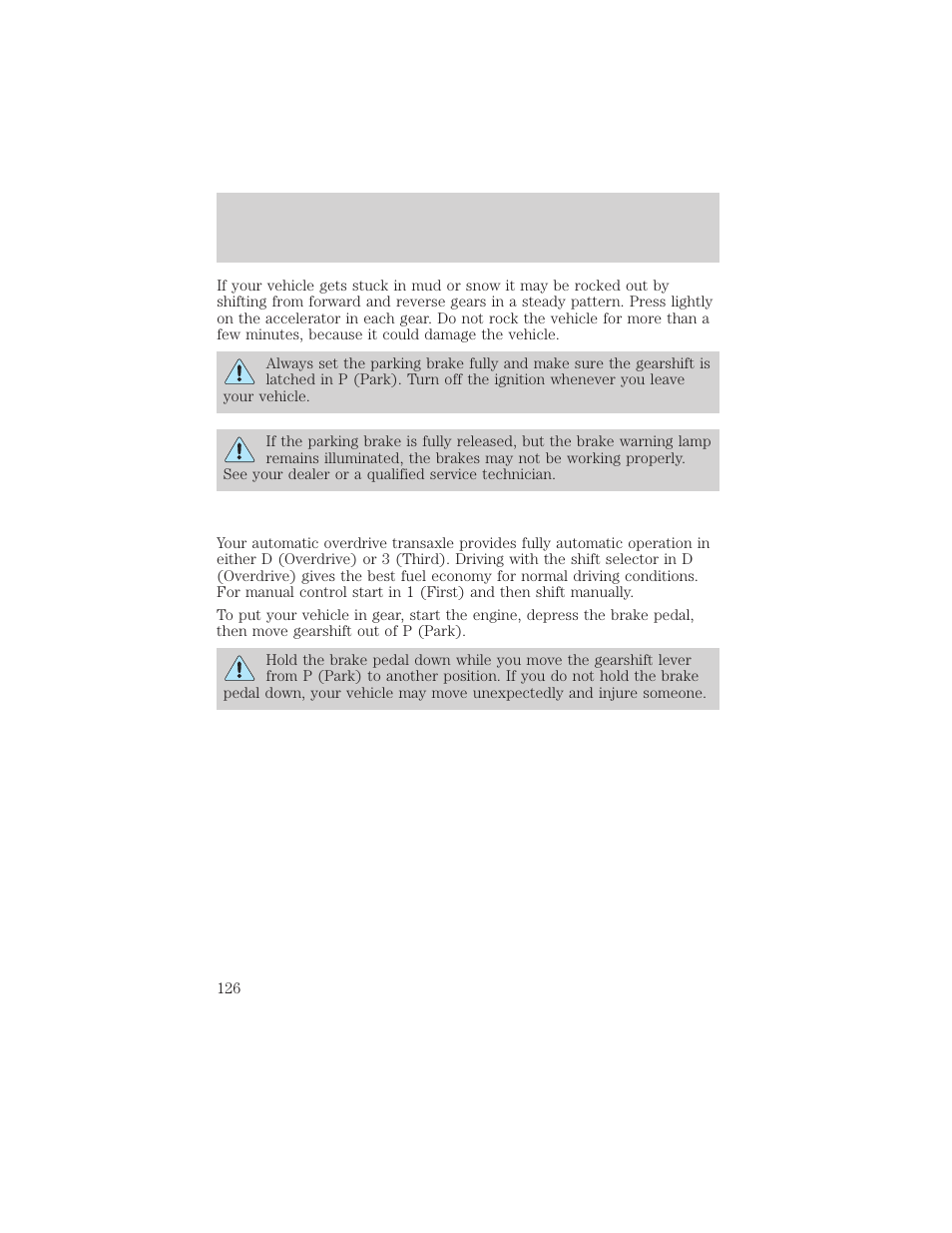 Driving | Lincoln 1999 Continental User Manual | Page 126 / 208