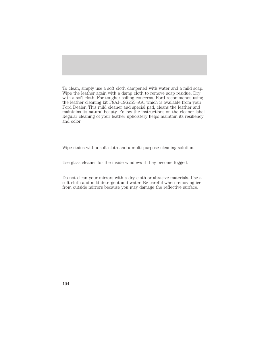 Maintenance and care | Lincoln 1999 Continental User Manual | Page 194 / 208