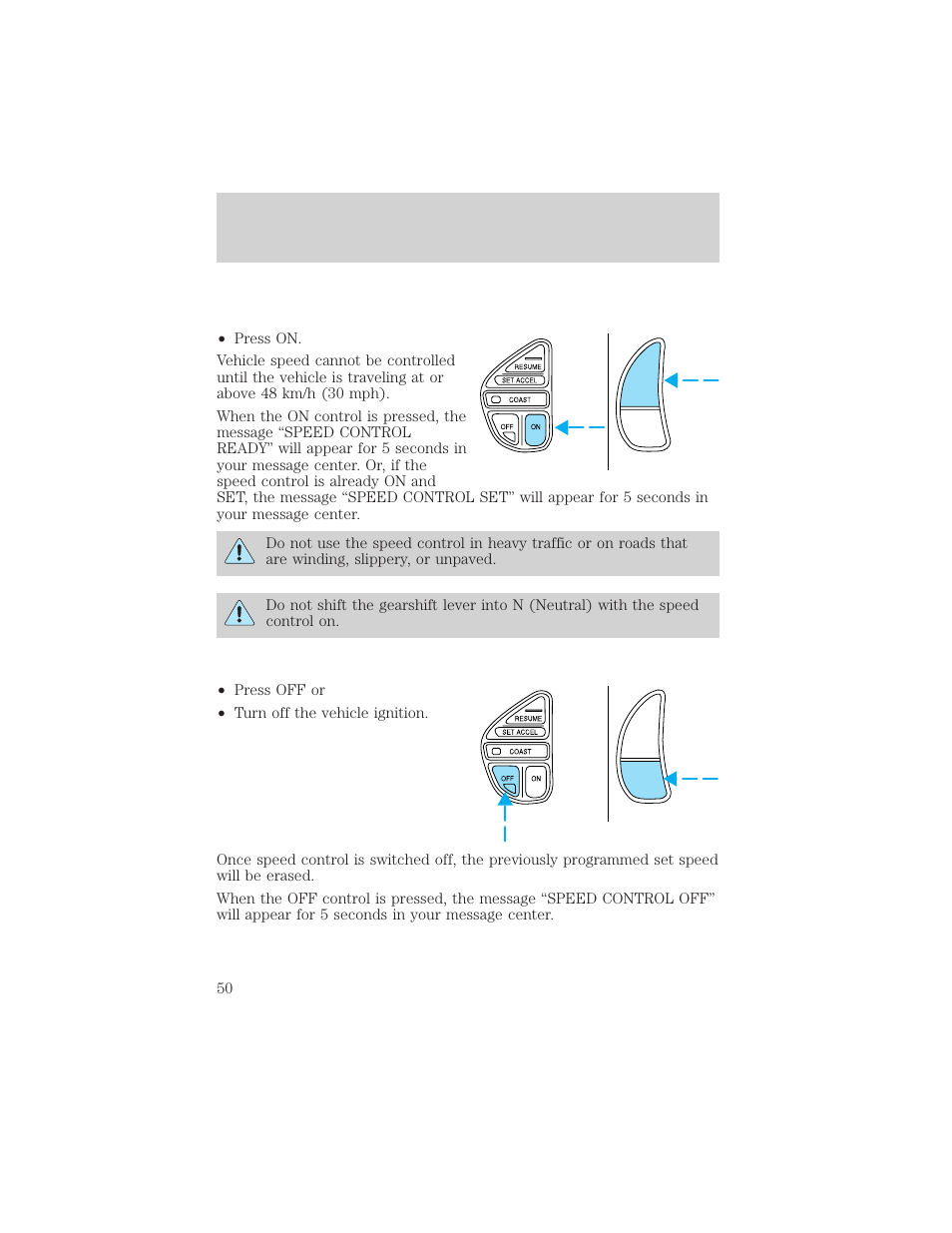 Controls and features | Lincoln 1999 Continental User Manual | Page 50 / 208