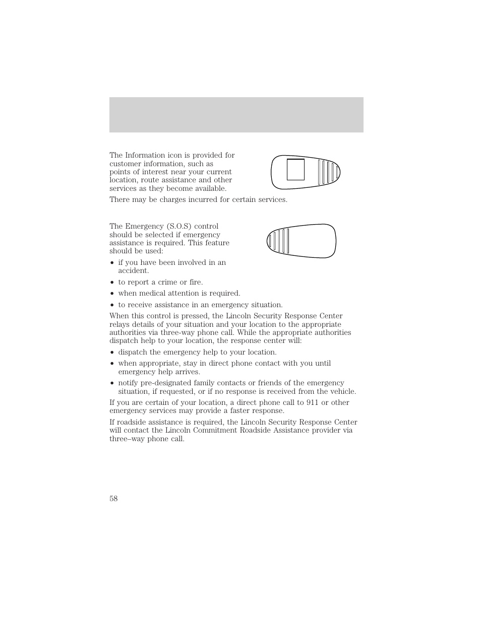 S.o.s | Lincoln 1999 Continental User Manual | Page 58 / 208