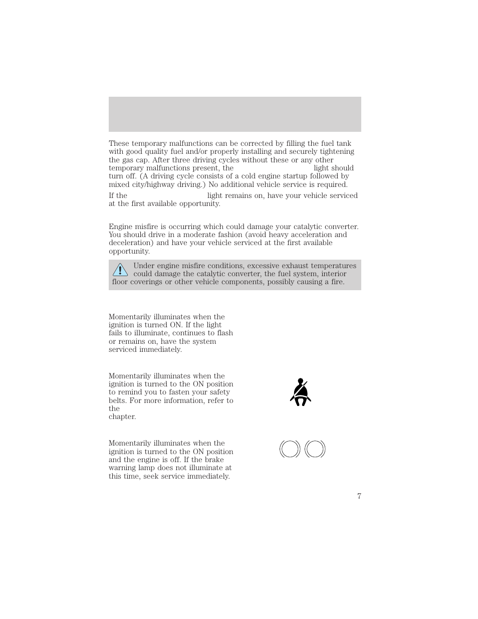 Air bag, P! brake | Lincoln 1999 Continental User Manual | Page 7 / 208