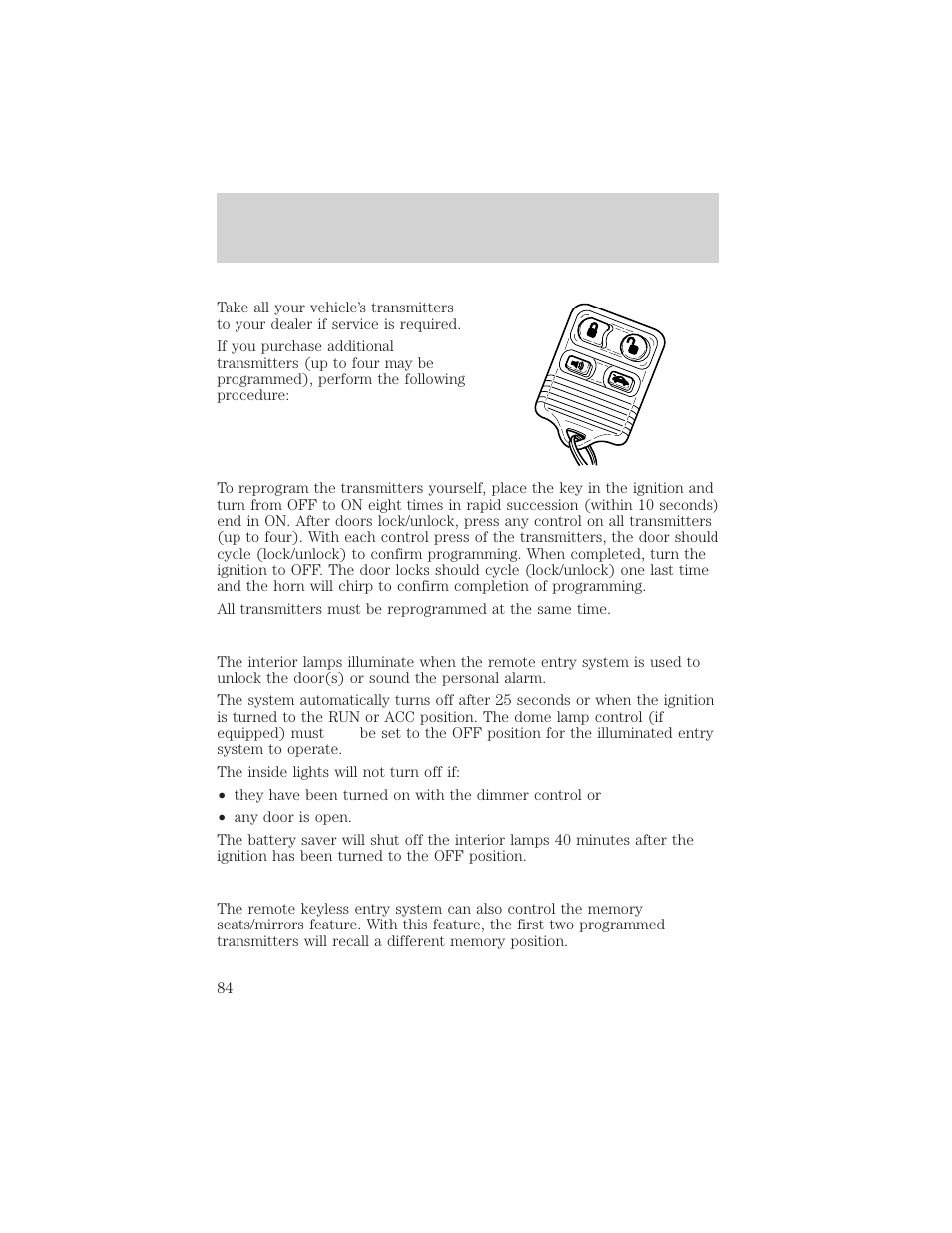 Controls and features | Lincoln 1999 Continental User Manual | Page 84 / 208