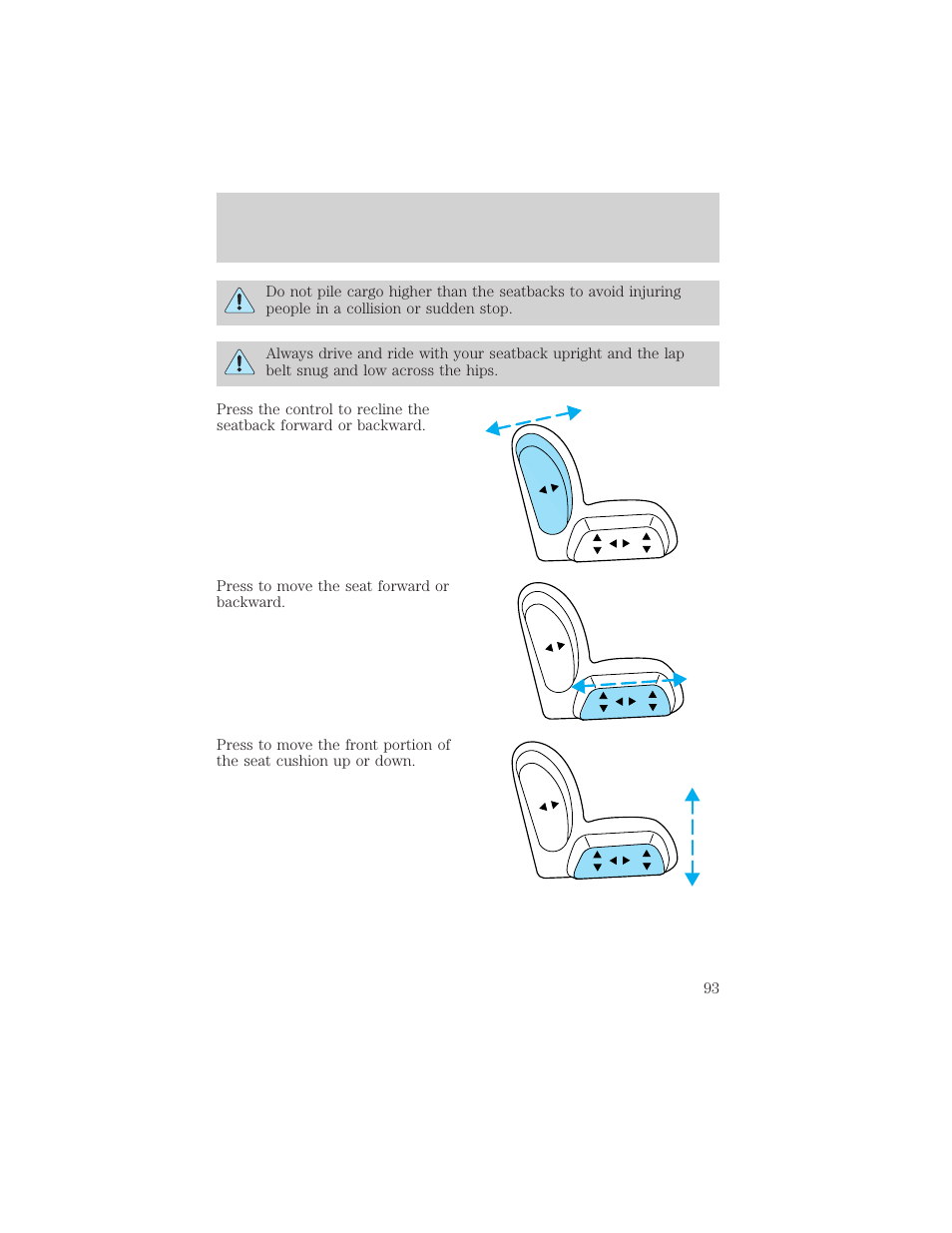 Seating and safety restraints | Lincoln 1999 Continental User Manual | Page 93 / 208