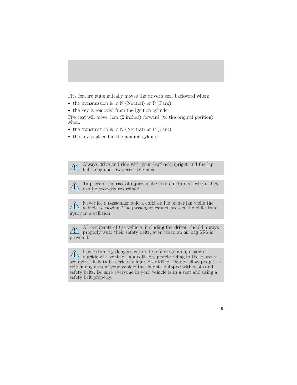 Seating and safety restraints | Lincoln 1999 Continental User Manual | Page 95 / 208