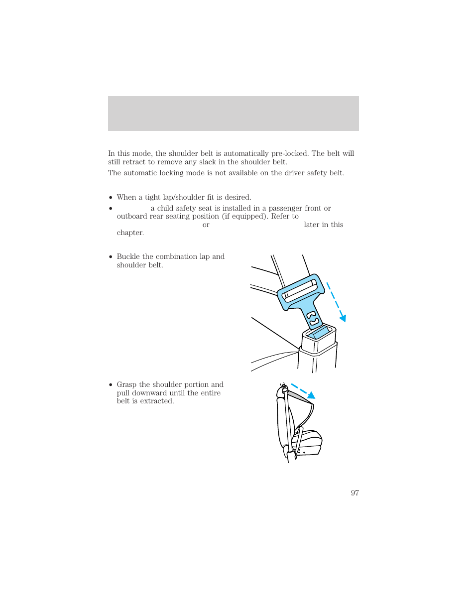 Seating and safety restraints | Lincoln 1999 Continental User Manual | Page 97 / 208