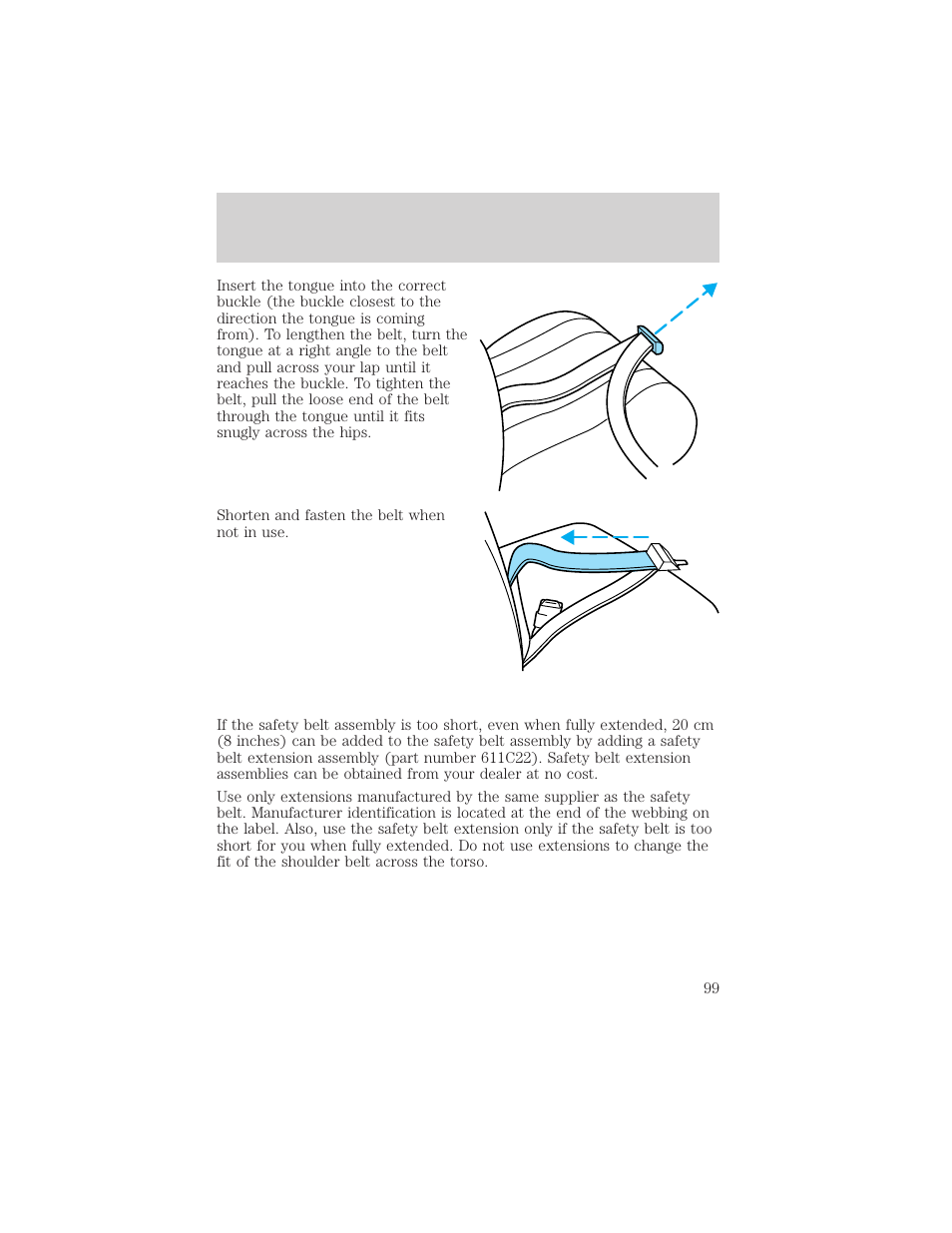 Seating and safety restraints | Lincoln 1999 Continental User Manual | Page 99 / 208