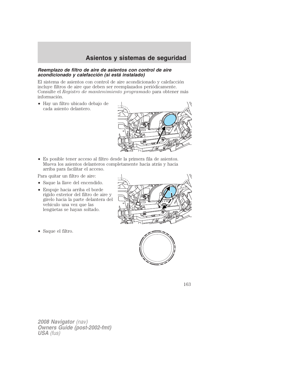 Asientos y sistemas de seguridad | Lincoln 2008 Navigator User Manual | Page 163 / 750