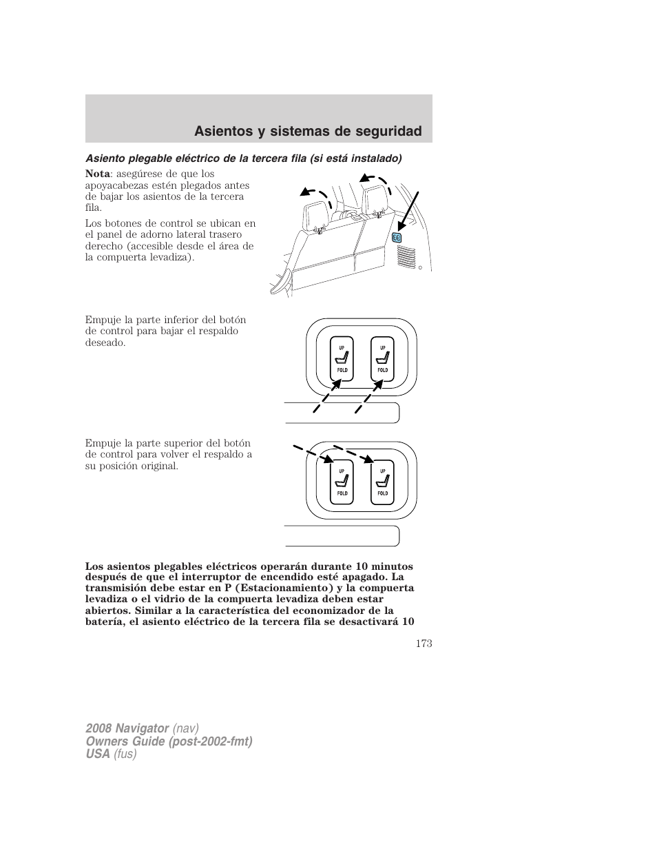 Asientos y sistemas de seguridad | Lincoln 2008 Navigator User Manual | Page 173 / 750