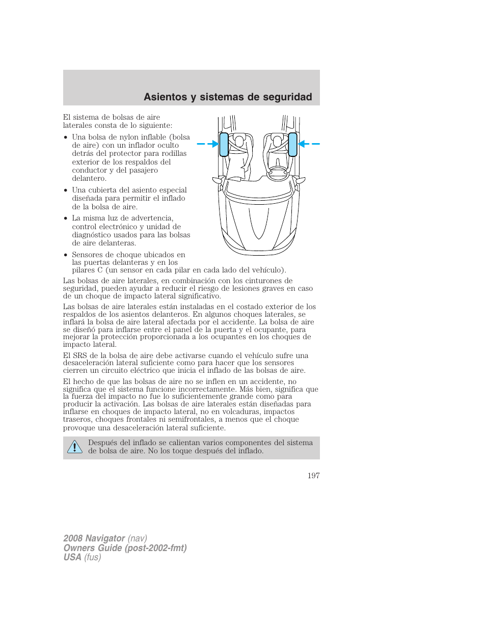 Asientos y sistemas de seguridad | Lincoln 2008 Navigator User Manual | Page 197 / 750