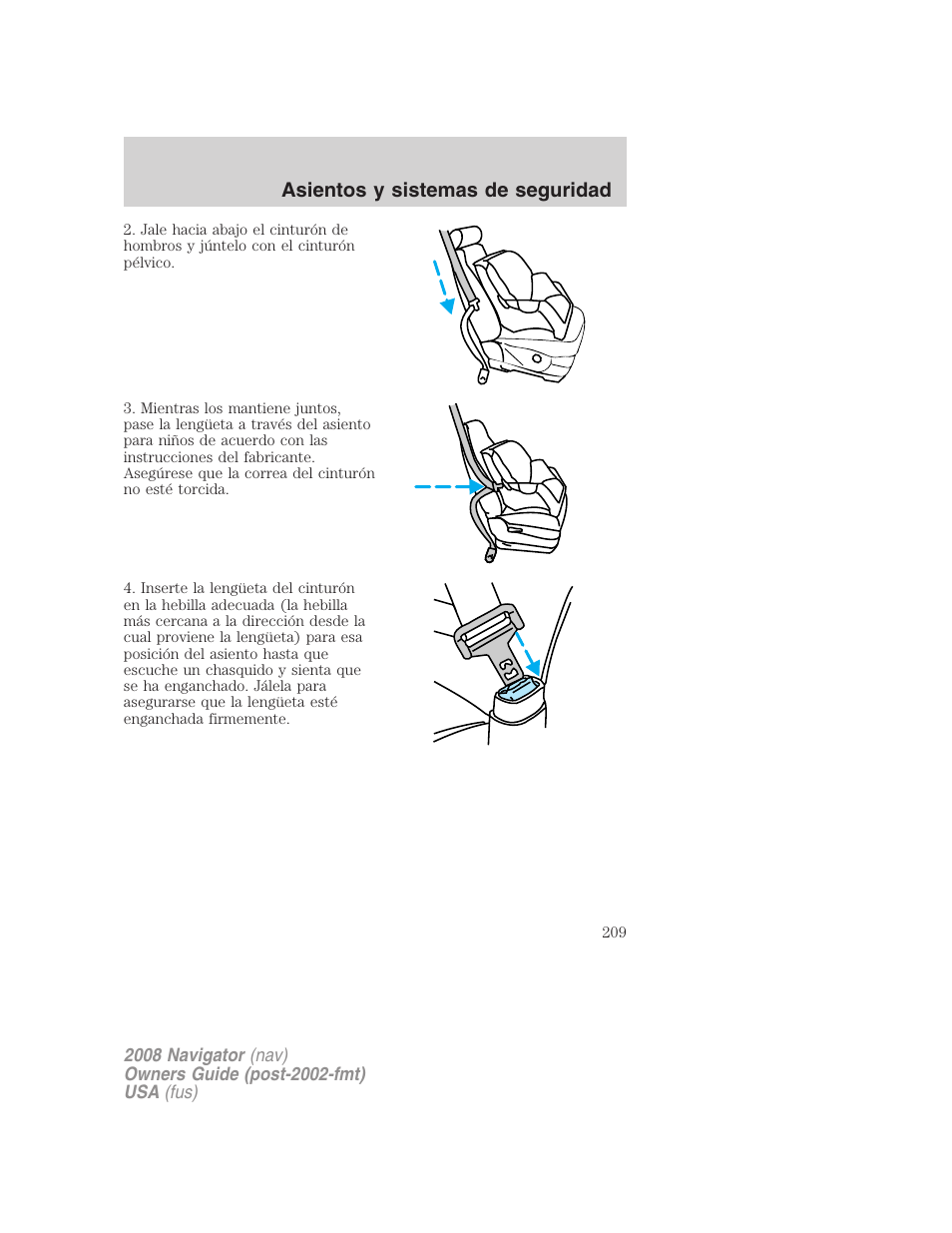 Asientos y sistemas de seguridad | Lincoln 2008 Navigator User Manual | Page 209 / 750