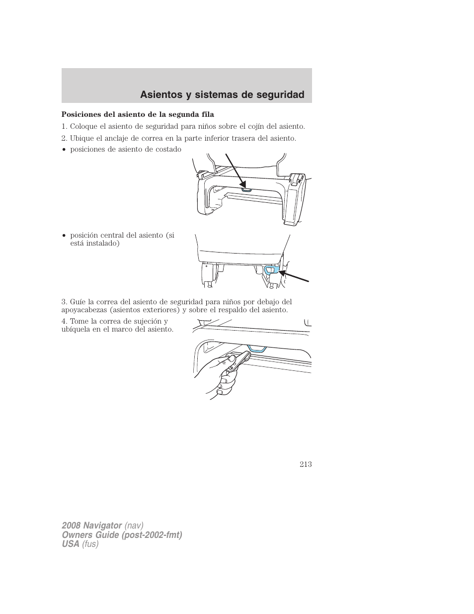 Asientos y sistemas de seguridad | Lincoln 2008 Navigator User Manual | Page 213 / 750