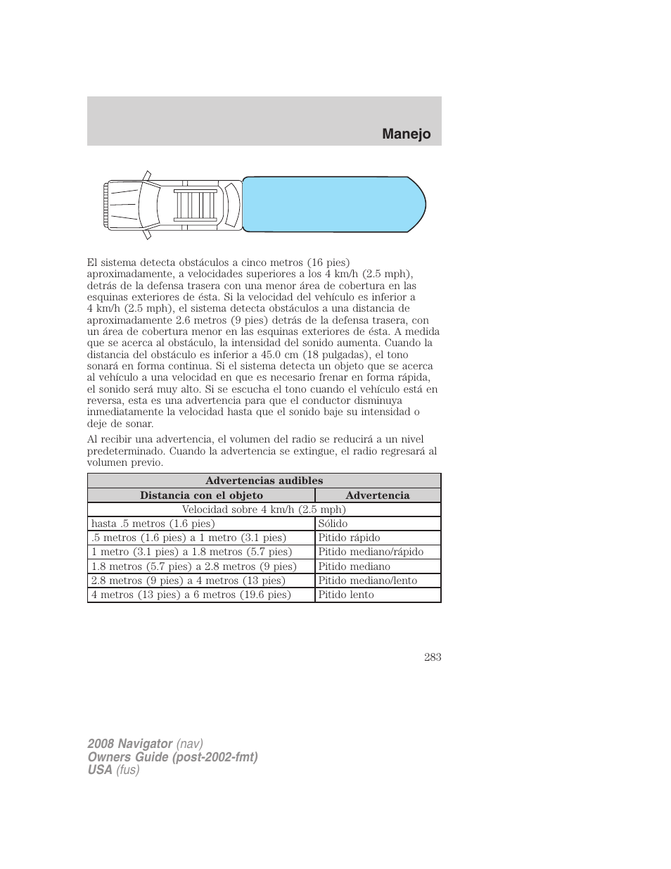 Manejo | Lincoln 2008 Navigator User Manual | Page 283 / 750