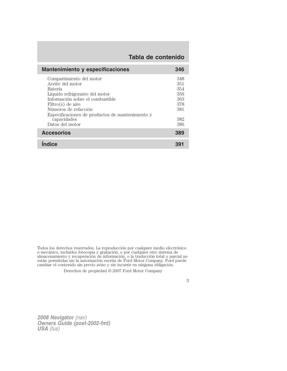 Lincoln 2008 Navigator User Manual | Page 3 / 750