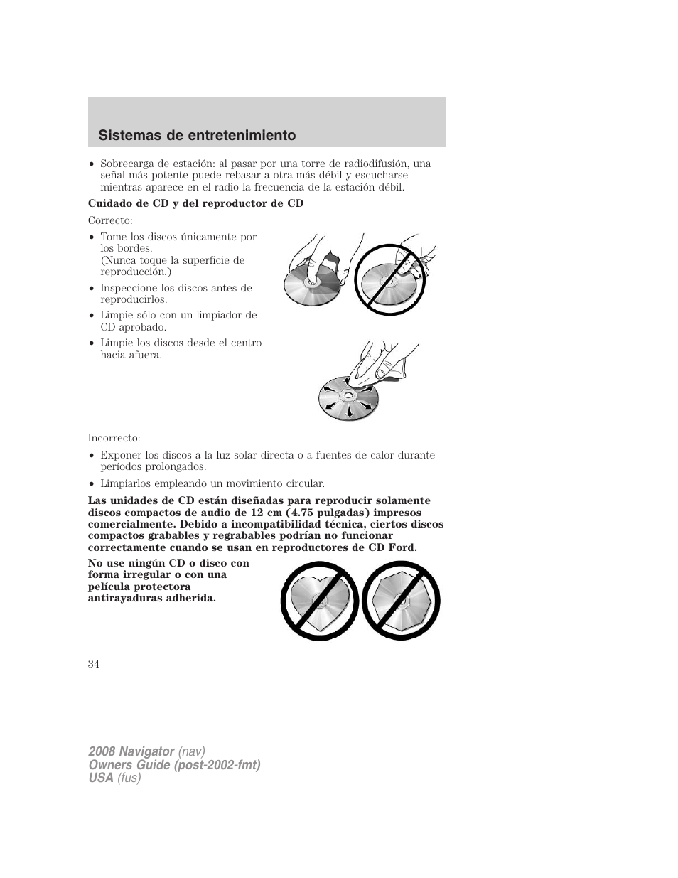 Sistemas de entretenimiento | Lincoln 2008 Navigator User Manual | Page 34 / 750