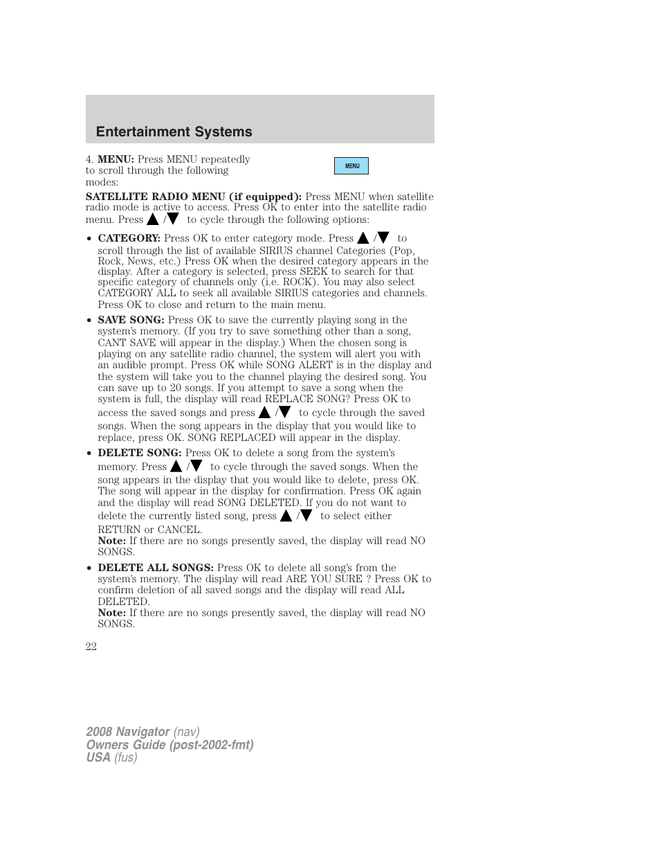 Entertainment systems | Lincoln 2008 Navigator User Manual | Page 420 / 750