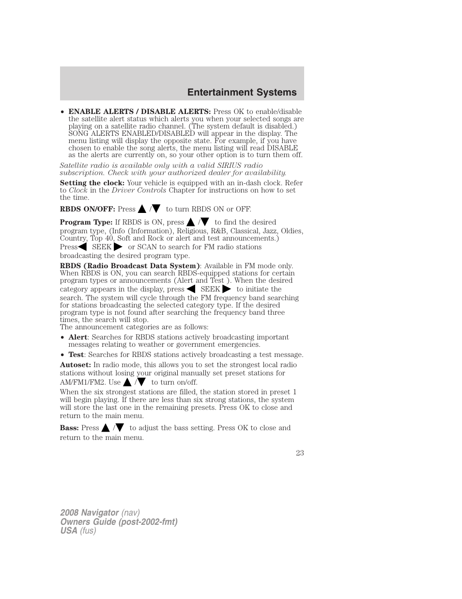 Entertainment systems | Lincoln 2008 Navigator User Manual | Page 421 / 750