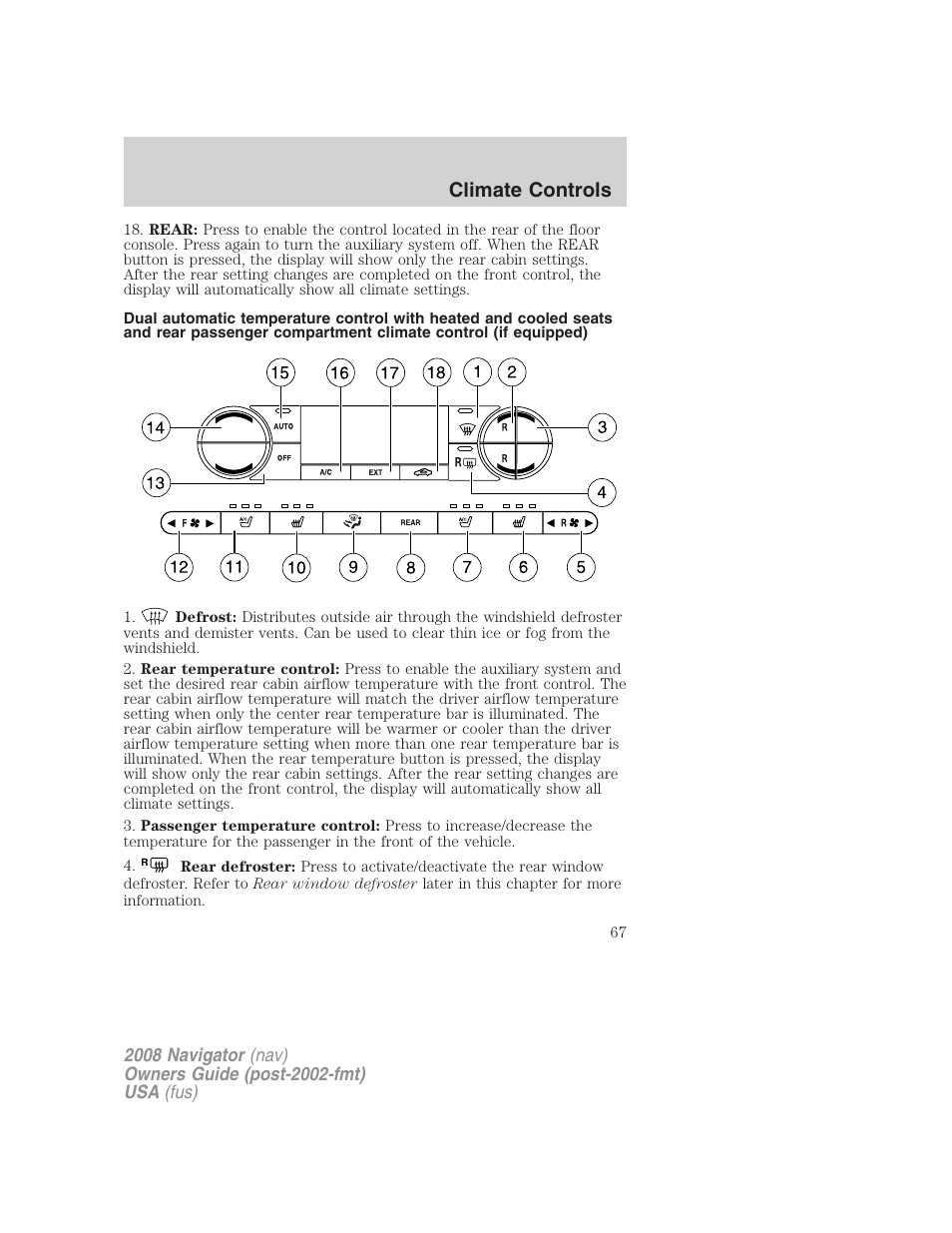 Climate controls | Lincoln 2008 Navigator User Manual | Page 465 / 750