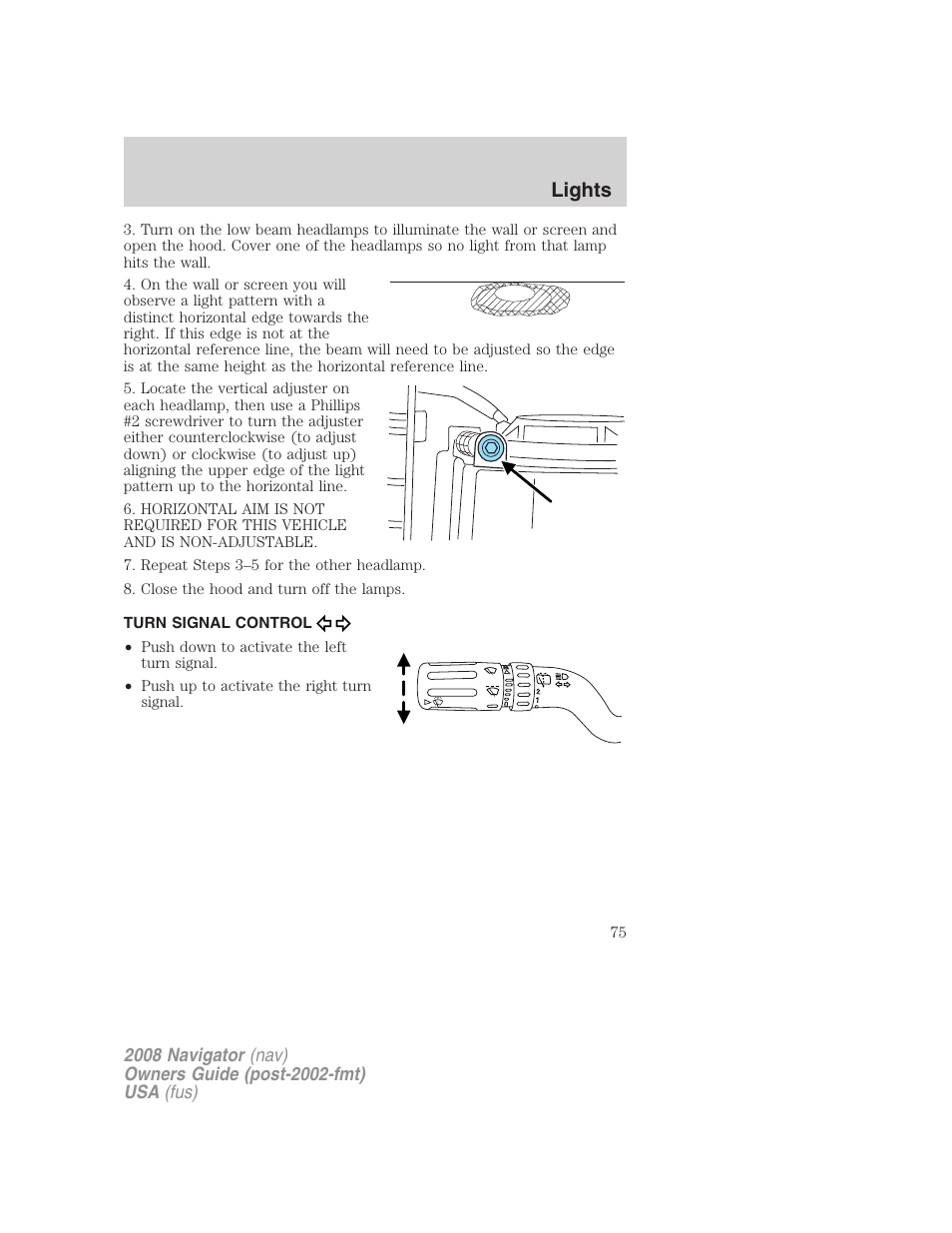 Turn signal control, Lights | Lincoln 2008 Navigator User Manual | Page 473 / 750