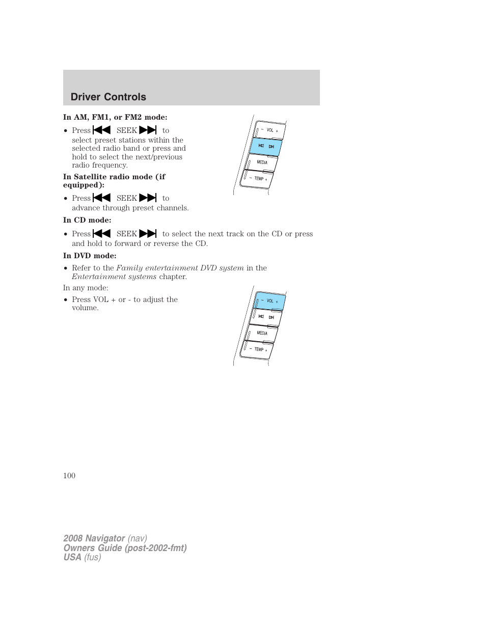 Driver controls | Lincoln 2008 Navigator User Manual | Page 498 / 750