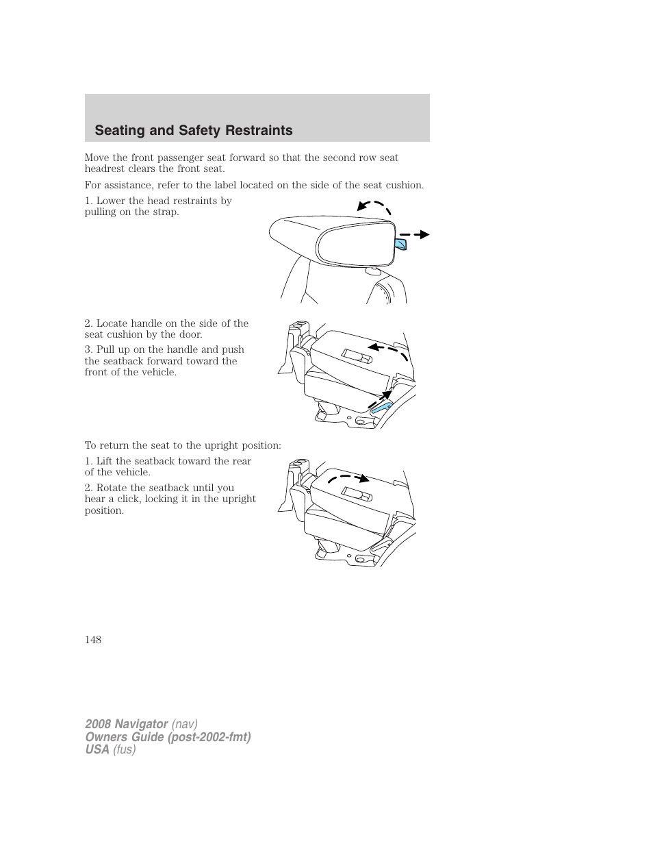 Seating and safety restraints | Lincoln 2008 Navigator User Manual | Page 546 / 750