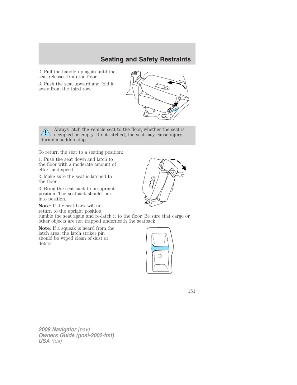 Seating and safety restraints | Lincoln 2008 Navigator User Manual | Page 549 / 750