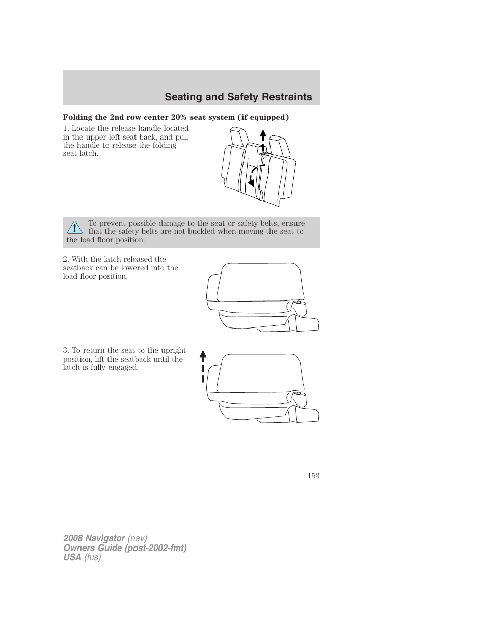 Seating and safety restraints | Lincoln 2008 Navigator User Manual | Page 551 / 750