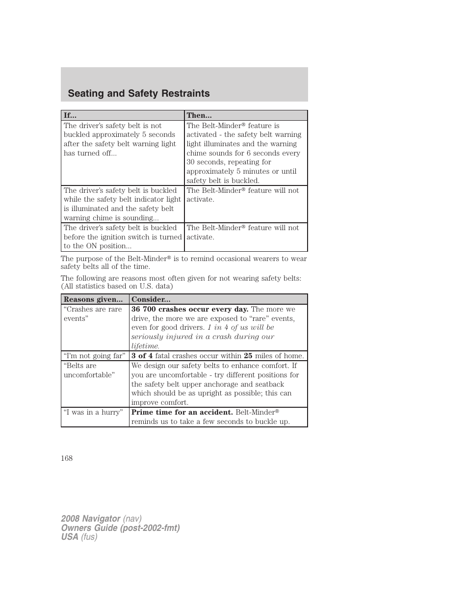 Seating and safety restraints | Lincoln 2008 Navigator User Manual | Page 566 / 750