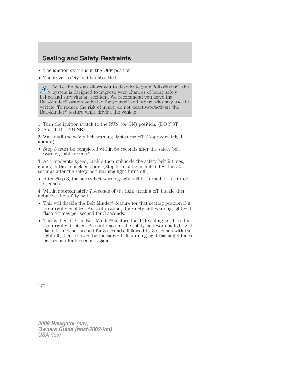Seating and safety restraints | Lincoln 2008 Navigator User Manual | Page 568 / 750