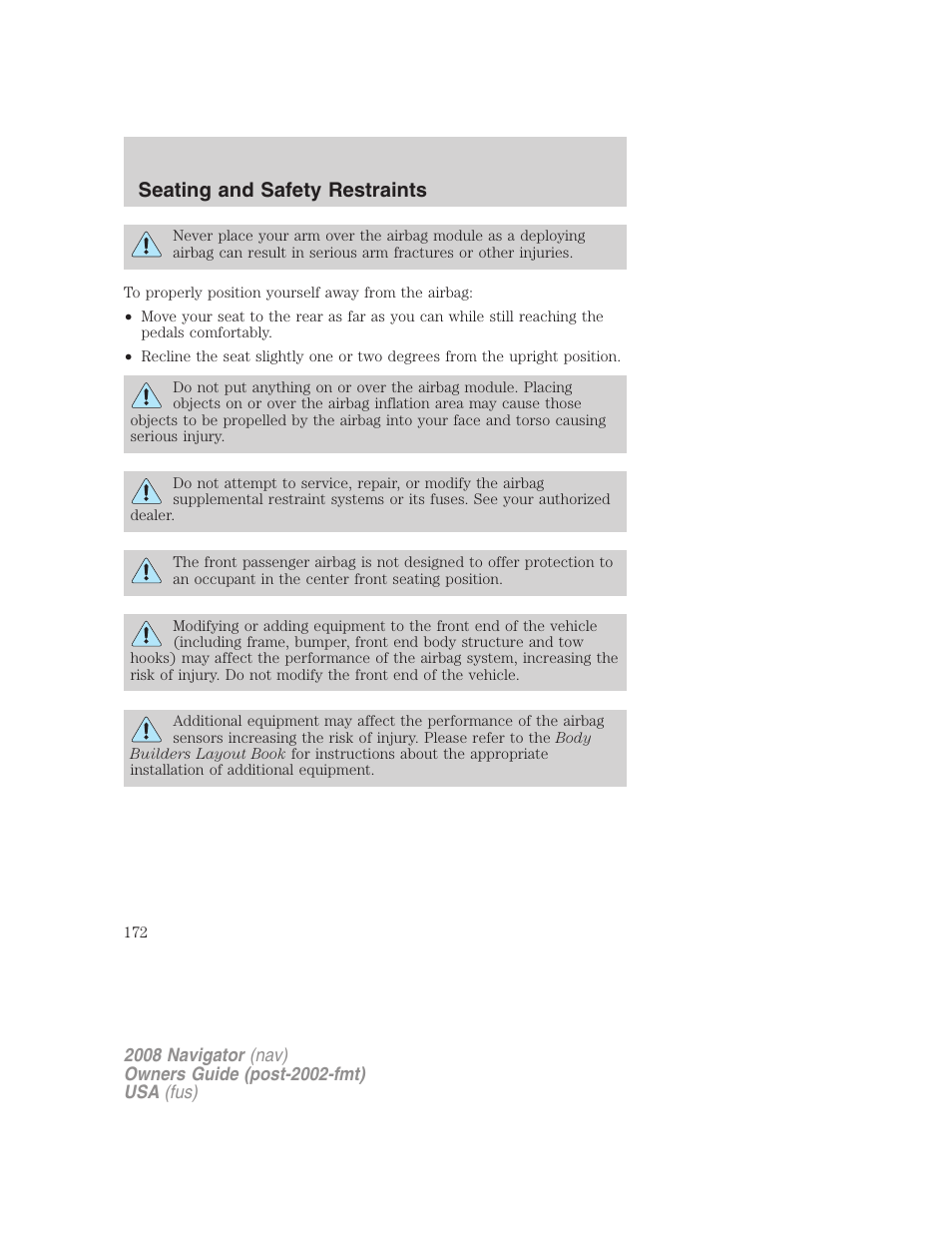 Seating and safety restraints | Lincoln 2008 Navigator User Manual | Page 570 / 750