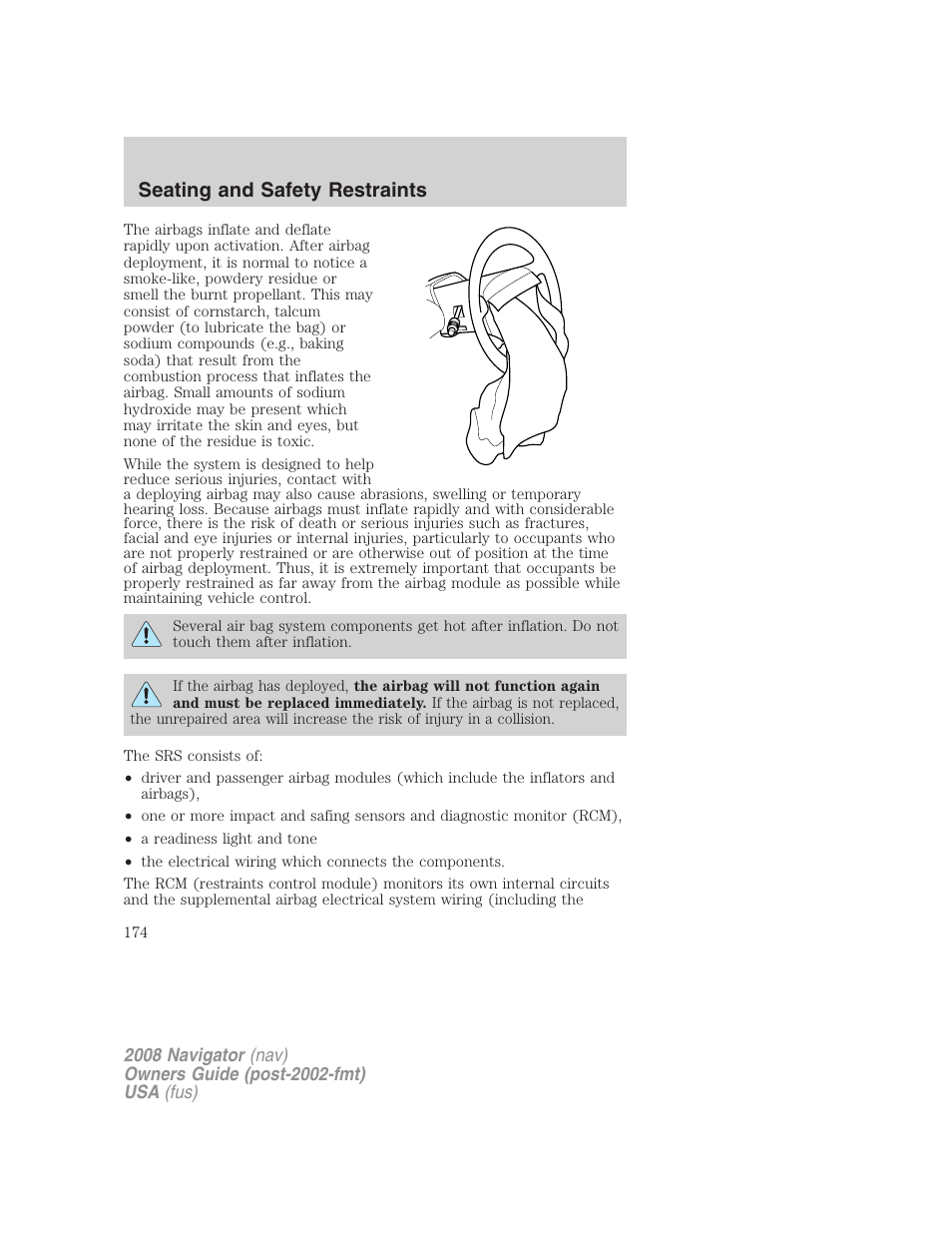 Seating and safety restraints | Lincoln 2008 Navigator User Manual | Page 572 / 750