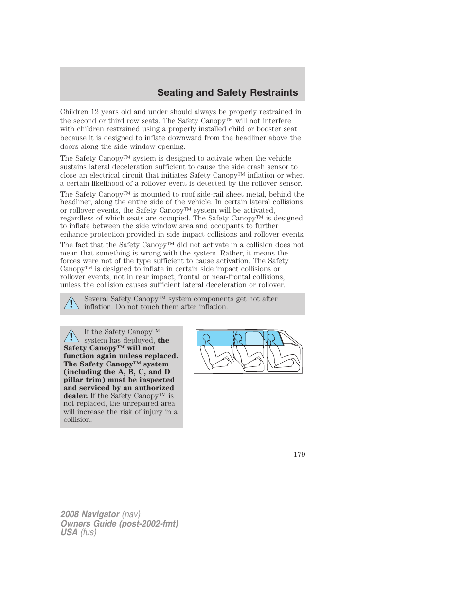 Seating and safety restraints | Lincoln 2008 Navigator User Manual | Page 577 / 750