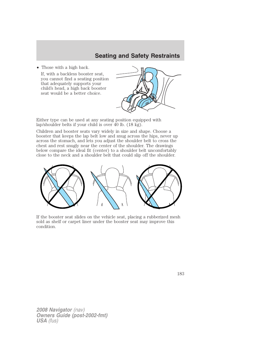 Seating and safety restraints | Lincoln 2008 Navigator User Manual | Page 581 / 750